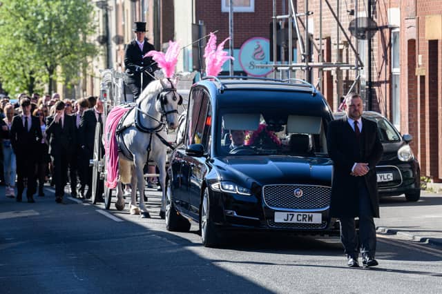 Funeral procession for Preston mum-of-two Rachel Kay, 37, from her home to St Joseph's Church in Skeffington Road