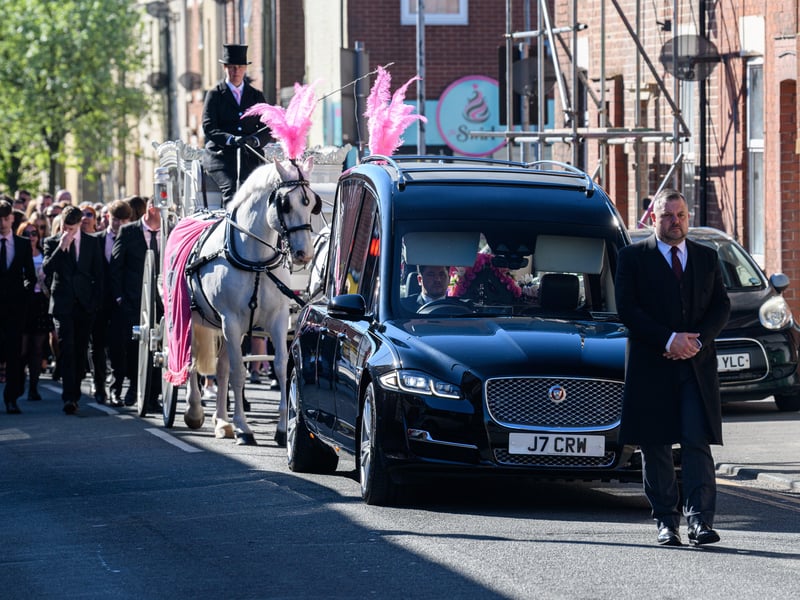 Funeral procession for Preston mum-of-two Rachel Kay, 37, from her home to St Joseph's Church in Skeffington Road