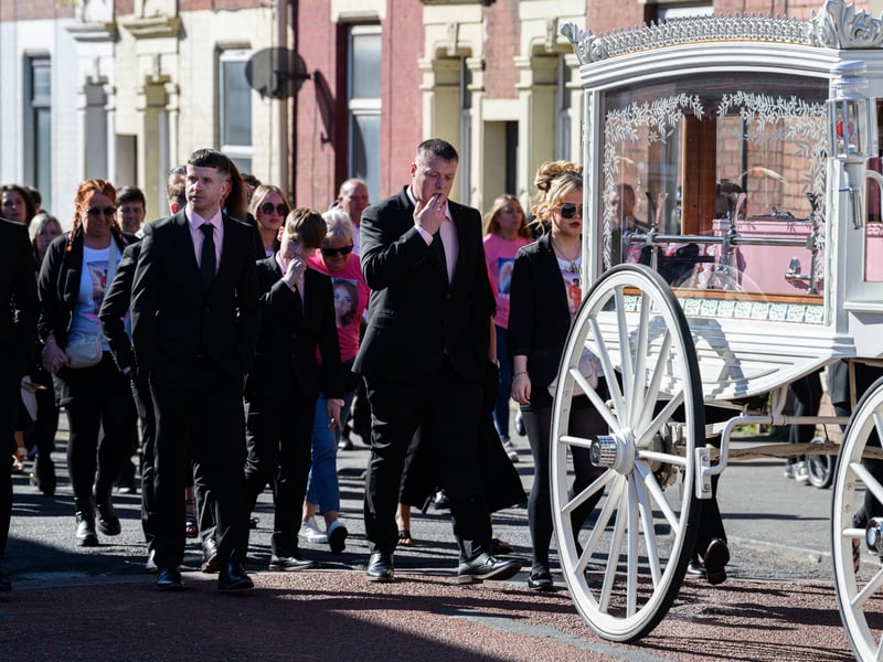 Funeral procession for Preston mum-of-two Rachel Kay, 37, from her home to St Joseph's Church in Skeffington Road