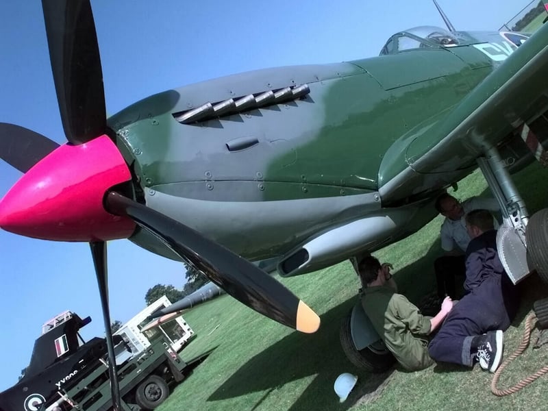 A WW2 Spitfire gets ready for Leeds Show in August 1997.
