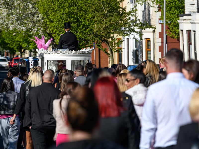 Funeral procession for Preston mum-of-two Rachel Kay, 37, from her home to St Joseph's Church in Skeffington Road