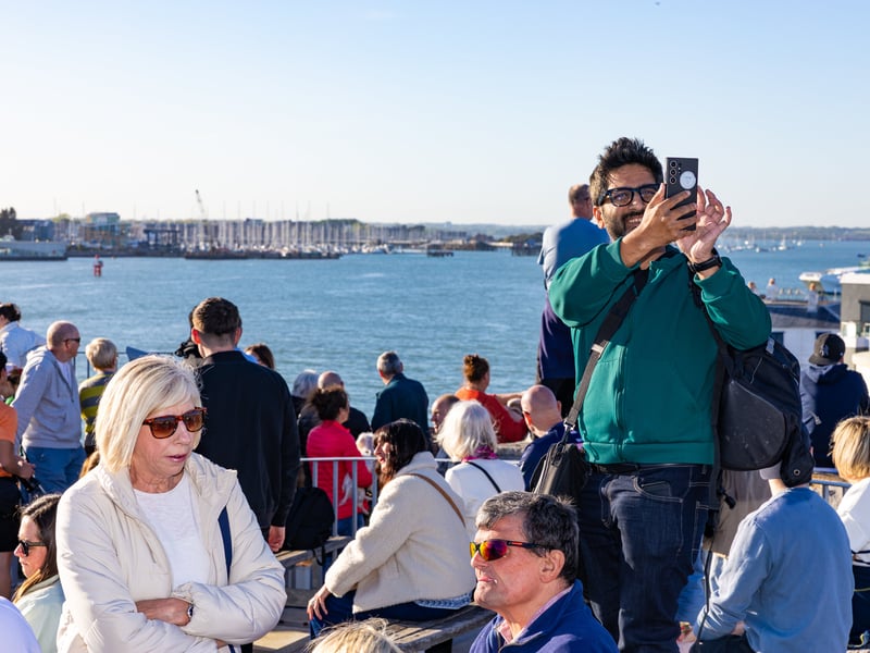 People waiting to see HMS Prince of Wales