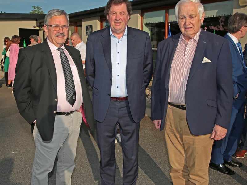 Caption:  Robert Belton, Longford GAA County Board Chairperson Albert Cooney and Louis Belton Picture: Shelley Corcoran
