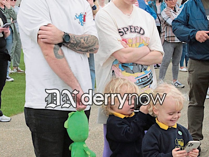 Children from Creggan Preschool Playgroup with their parents supporting The Community Day of Action against cuts.