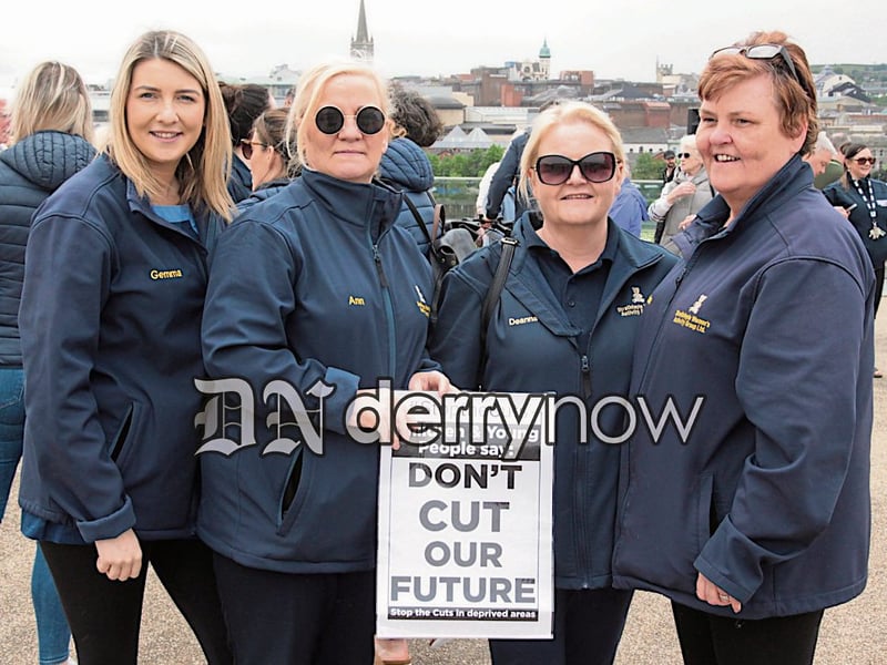 Strathfoyle Women's Activity Group standing strong at the rally. (Photos - Deirdre Heaney, nwpresspics)