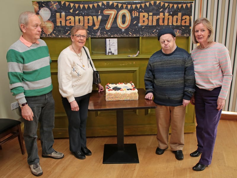 Caption: John Swain, Ann, Joe and Sheila Connell at Joe's 70th birthday party Picture: Shelley Corcoran