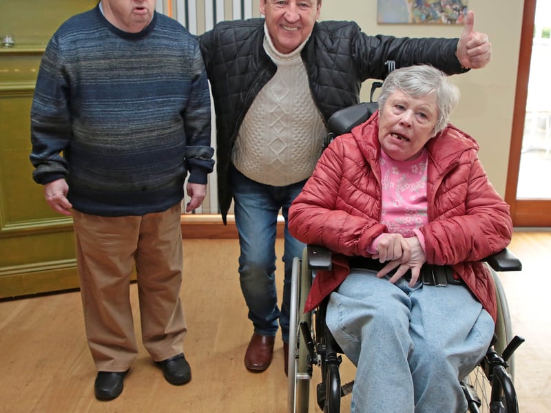 Caption: Abbeylara native Joe Connell who celebrated his 70th birthday recently pictured with Declan Nerney and Christie Nevin Picture: Shelley Corcoran