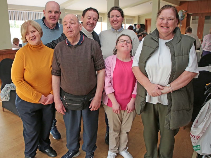 Caption: Longford country music star Declan Nerney was the surprise guest at Joe Connell's recent 70th brithday party in Longford rugby club and he is pictured with Caroline Jordan, David Kelly, James Baxter, Kasandra Farrell, Fiona McLoughlin and Patricia Corrigan Picture: Shelley Corcoran