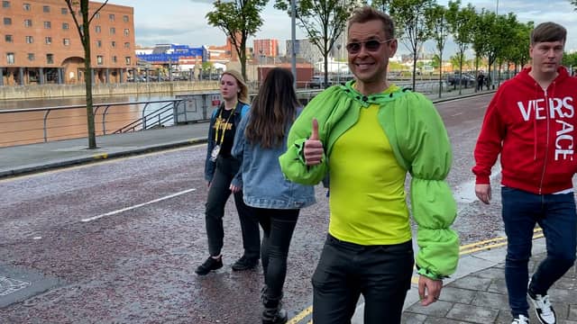 Outside the M&S Bank Arena, ticket-holders were spotted dressed as Finnish hopeful Kaarija, known for his luminous green bolero-style jacket, 2022 UK entrant Sam Ryder, and eccentric Ukrainian drag artist Verka Serduchka, who came second at the contest in 2007.