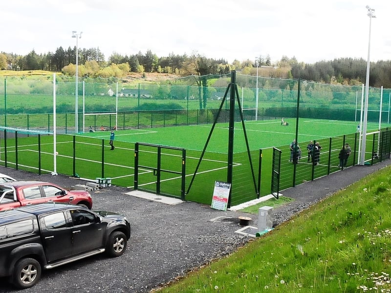 Members of the Aughavas GAA Club executive, club members and stars of the future pictured at the new astro-turf facility at the club last Saturday Picture: Willie Donnellan