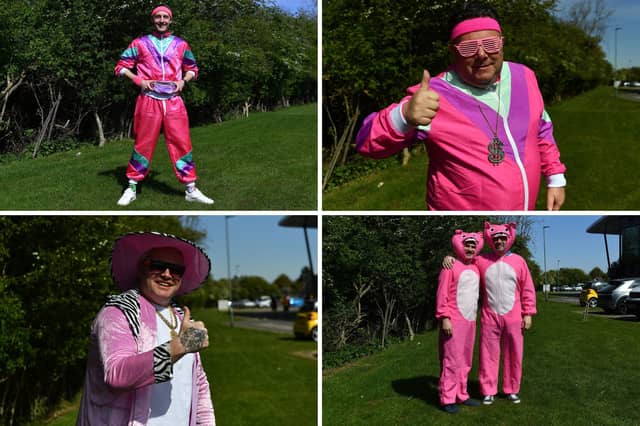 Hartlepool fans don their best pink outfits to head to Boston United.