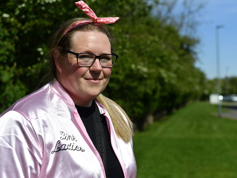 One of the 'pink ladies' at the match.