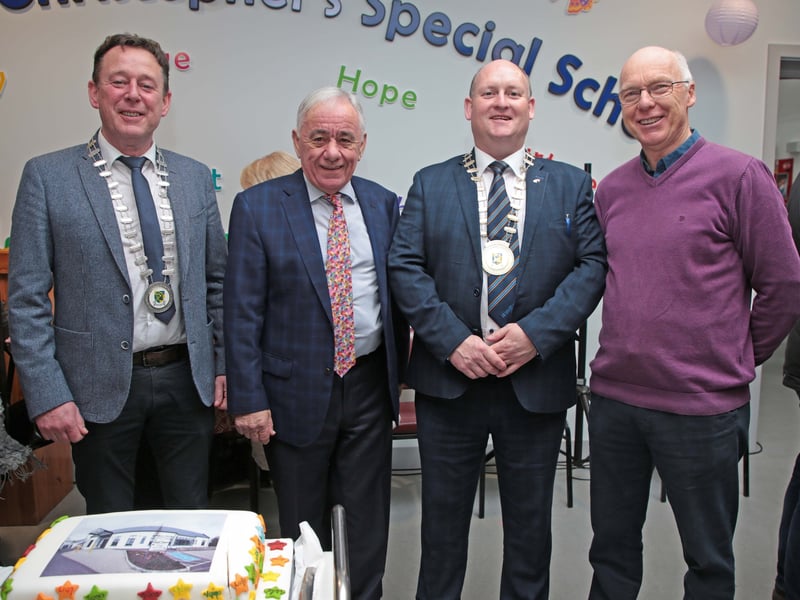 Former stalwarts hailed as Longford's St Christopher's Special School opens new extension PICTURES | Longford folk turn out in force to support Laura's cancer battle fundraiser PICTURES | Longford motoring enthusiasts hit the road for major Bunlahy fundraising run Caption: Longford Municipal District Cathaoirleach Gerry Hagan, Frank Donlon, Longford County Council Cathaoirleach Turlough McGovern and James Tynan at the official opening of the St Christopher's Special School extension on Friday, March 31 Picture: Shelley Corcoran