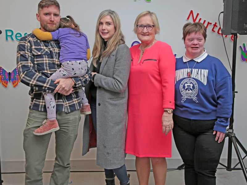 Caption: Conor, Caoilfhionn, Saoirse, Marian and Linda McGee Picture: Shelley Corcoran