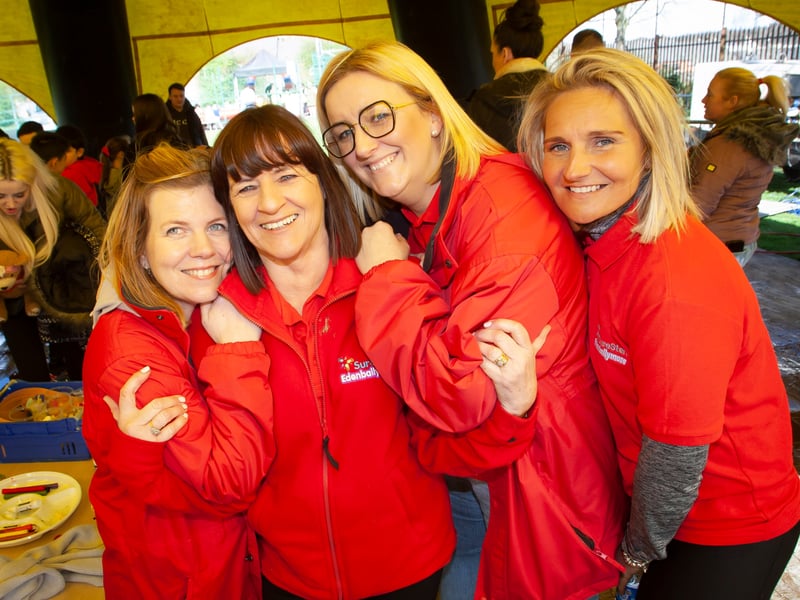 Some of the Ladies from Surestart pictured at the Feile Spring In The Park Fun Day at Bull Park on Saturday last.