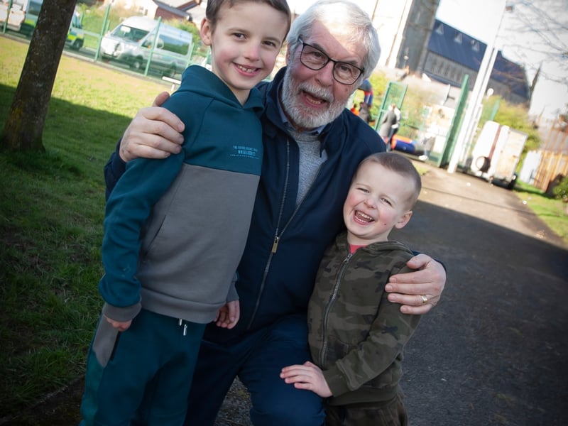 Busty O’Donnell with his two grandsons at Bull Park Fun Day on Saturday.