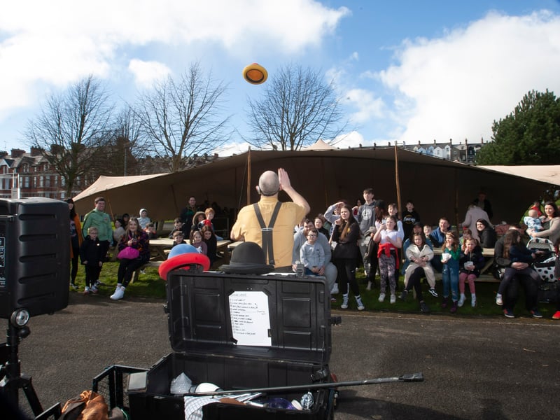 The crowd enjoying the entertainment at Saturday’s Feile Springtime in the Park Fun Day.