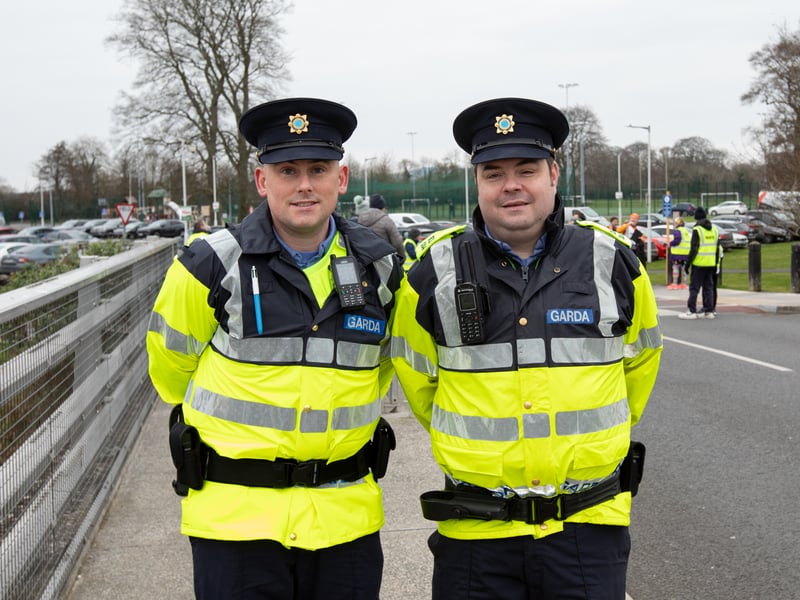 Caption: Longford parkrun played host to the Kiernan Steel Longford Operation Transformation 5k last Saturday morning, March 4 in The Mall Albert Reynolds Peace Park and pictured are Gardaí Conor Foley and Colm Satchwell Picture: Michael Croghan Photography