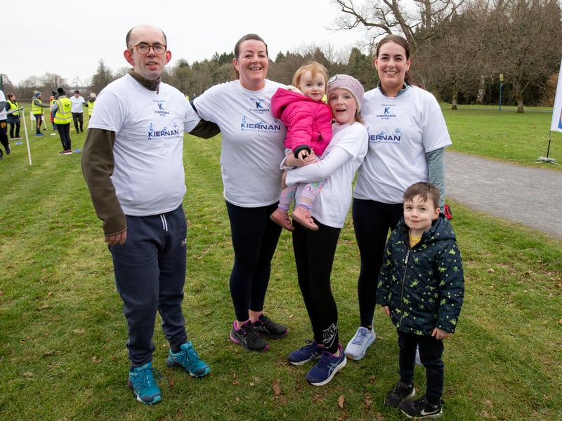 Caption: Longford parkrun welcomed four of the five RTÉ Operation Transformation leaders as it played host to the Kiernan Steel Longford Operation Transformation 5k last Saturday morning, March 4 in The Mall Albert Reynolds Peace Park and enjoying the event are Stephen Browne, Martina Farrell, Emily Farrell, Faye, Aine and Jack Meenaghan Picture: Michael Croghan Photography