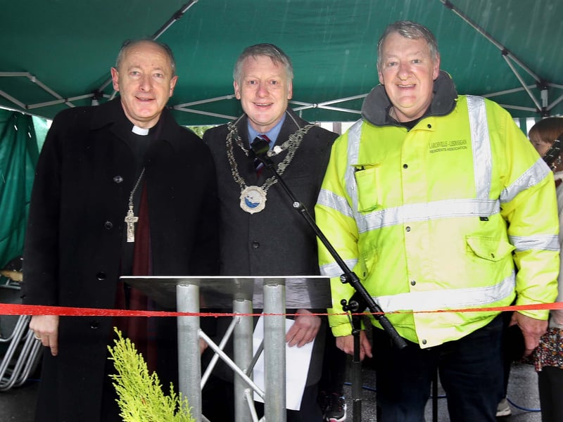 Pictured at the official opening and blessing of the St.Paul's Jubilee Community Memorial Garden was the Waterford Metropolitan Mayor, Cllr Jason Murphy, Bishop Alphonsus Cullinan, Bishop of Waterford & Lismore and John Burns, Chairperson of the Larchville Lisduggan Residents Association.