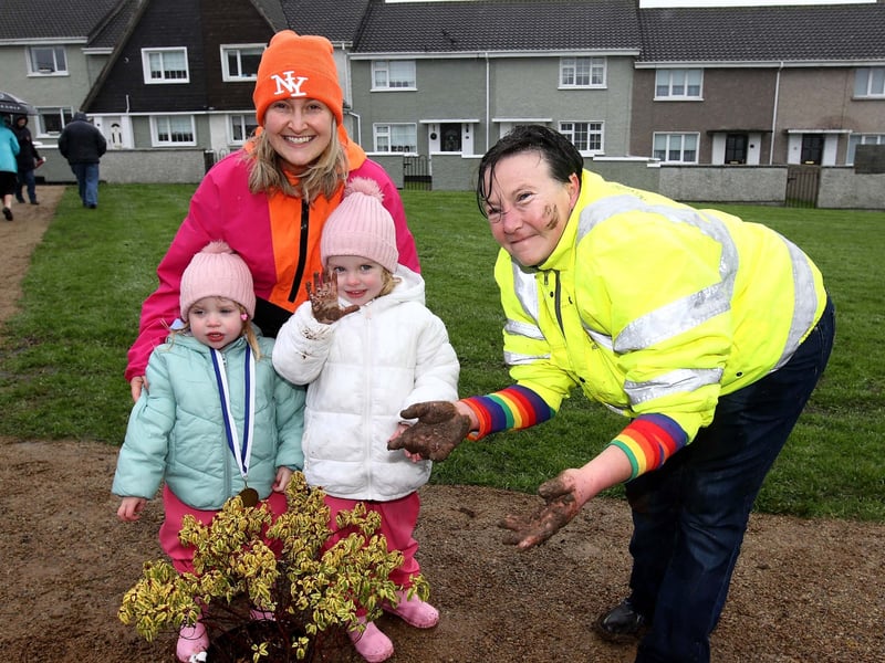 Veronica D'Ambra is pictured with Patrice Halloran, Lottie and Georgia Carroll.
