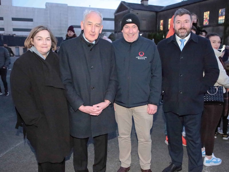 Caption: Sorcha Nic Dhonnacha, Cllr John Browne, Adrian Greene and Cllr Gerry Warnock in Connolly Barracks for the Longford Lights Festival last weekend. 