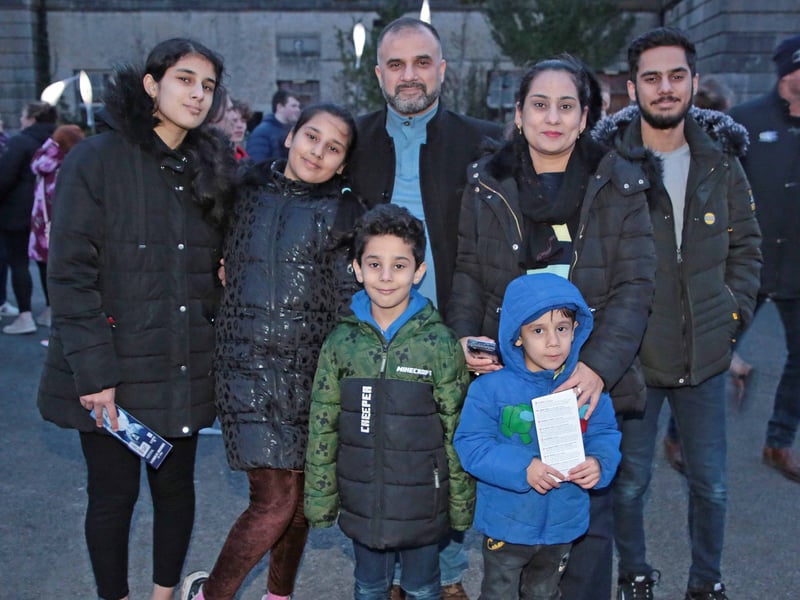 Caption: Athar, Sadia, Noor, Rida, Ruhaan, Zain and Hassan Butt were among the thousands of people that flocked to Connolly Barracks last weekend for the amazing Longford Lights Festival