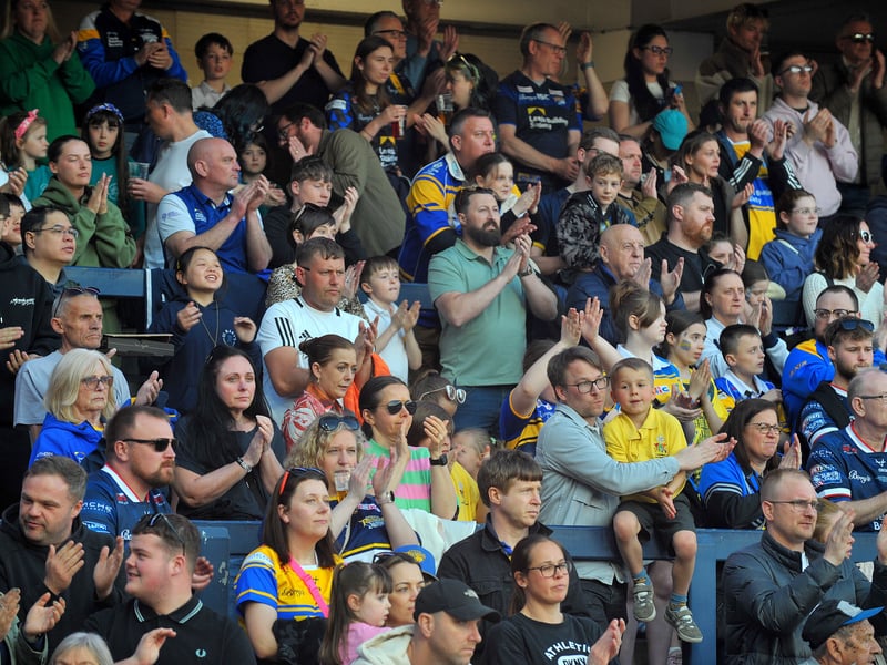 East Stand applaud for Geoff Burrow ahead of Leeds Rhinos V Catalan Dragons.