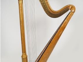 [Lot 163 - A 19th-century bird's eye maple and gilt harp has an estimate of €2,500 - €3,500]