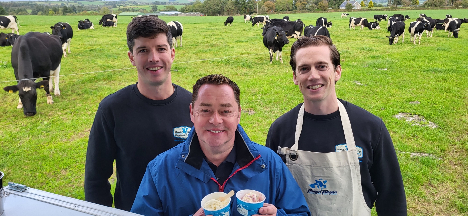 Another great producer within reach of the Greenway is Ballyhussa Dairy Farm where the Kiersey family have been farming since 1780. Brothers Tom, David and Ivan Kiersey are the seventh generation of the family to farm here. Inspired by the arrival of the Greenway, the brothers decided to use the milk produced on the farm to make ice cream and came up with the catchy name “Freezin’ Friesian”. 