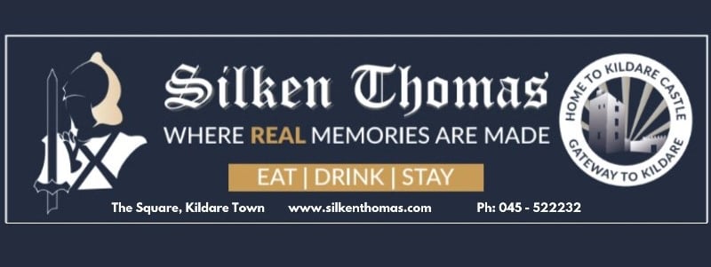 Silken Thomas  The Silken Thomas is a family-operated business, which was established 50 years ago. Located in the heart of Kildare Town, the renowned Silken Thomas has been a cornerstone of the local community for decades. The only way to truly understand the unique endearing qualities of the Silken Thomas is to experience it for yourself. 16 Market Square, Kildare, R51 HK54 (045) 522 232 silkenthomas.com info@silkenthomas.ie