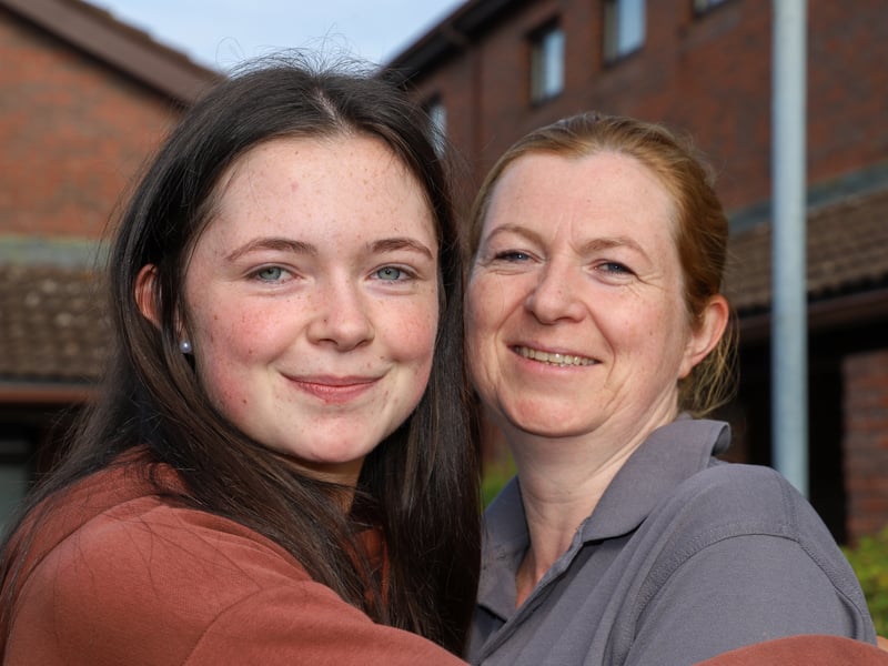 A delighted Aoife Ryan collected her Leaving Cert results at Coláiste Mhuire Johnstown on Friday morning with her proud mother Amanda Ryan. Photo Christine Tobin
