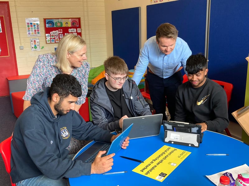 Leaving Cert students at Kilkenny City Vocational School open their online portals to retrieve their Leaving Cert results!