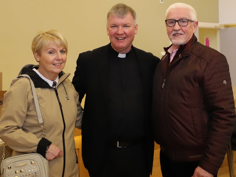 Phil and Neilis McInaw wishing Fr Niall all the best in his new role in Kilkenny.