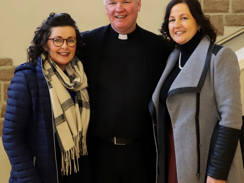 Fr Niall pictured with Shauna Meehan and Linda O'Donnell.