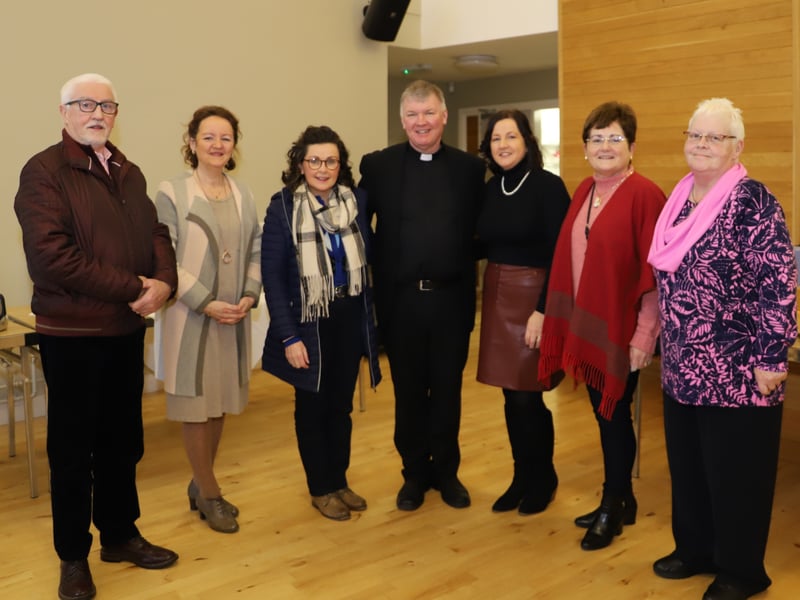 Members of the Parish and Fundraising Committee pictured with Fr Niall - Neilis McInaw, Mella Britton, Shauna Meehan, Linda O'Donnell, Maureen McCartney and Catherine McGroary.