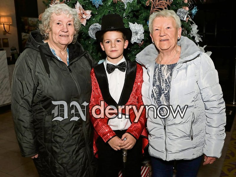 Zac Warnett "The Greatest Showman" with his grandmother Muriel Warnett (on left) and Marie Ewing. (Photos - Tom Heaney, nwpresspics)