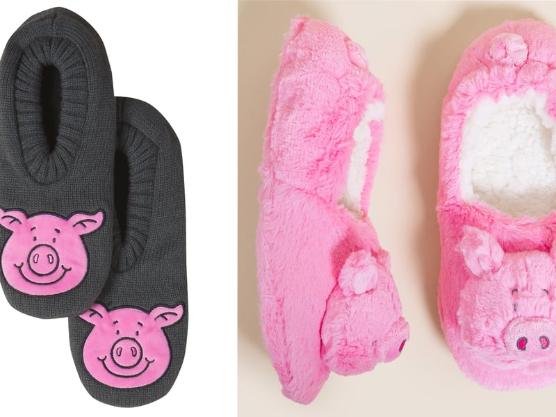 Marks and Spencer Men’s Percy Pig Slipper Socks, £12; Kids’ Percy Pig Slippers, from £11