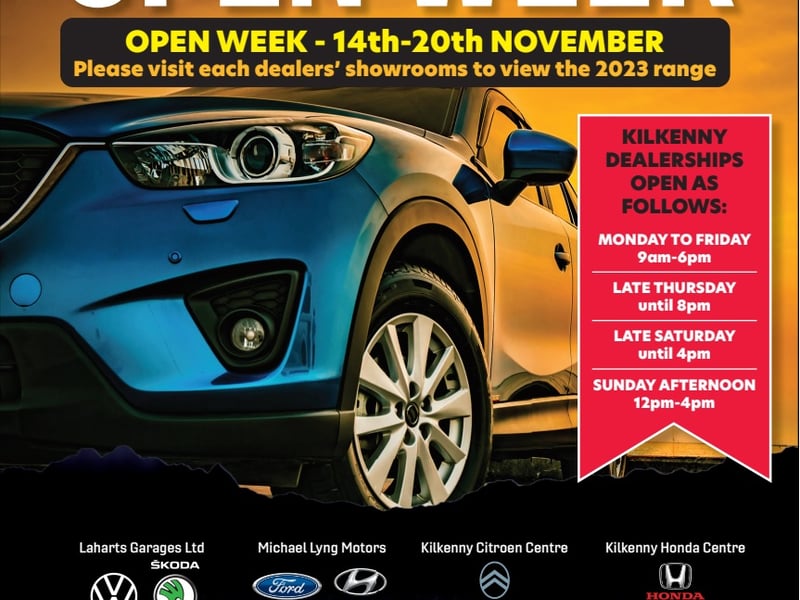 The highly anticipated Kilkenny Motor Show returns this year with a fresh approach that will see local dealerships welcoming visitors to their showrooms across the city and county this November 14-20. “This year we decided to hold a week-long event within the comfort of each of the garage showrooms that will allow them to showcase all their new models for the coming year,” explains Cathal O’Neill, Chairman of Kilkenny Motor Dealers. “Preparations are going great at the moment and all the garages are excited to welcome people to their showrooms from November 14-20." Visitors coming to local dealerships during the event can look forward to seeing all the great offers available for 2023, take a test drive in their car of interest and meet the sales teams in each of the dealerships. The dealers get the firm backing of distributors who make the most up to date vehicles available - petrol, diesel, all electric and hybrids. This is an excellent opportunity to visit dealerships if you have any general enquiries about different makes or models of cars, and/or seek a bit of guidance around your next purchase. For example, those out there who are thinking of maybe transitioning to an electric or hybrid vehicle can receive valuable information and advice. At the end of the day it’s all about locals supporting locals, and with the incredible local spirit here in Kilkenny, that’s why there’s nothing like this happening outside of Dublin. Local dealers reckon that thousands of cars have been sold either directly through the event, be that on the days that it is held or through follow-ups on enquiries made. Back in 2009, Kevin Morrissey & Michael Lyng contacted the Kilkenny garages and got together to look at ideas that might help sales at a time when the country was going through tough economic times. “That’s where the whole idea and ethos of the Kilkenny Motor Show came about,” continued Cathal. “I think the first year close to 10,000 people attended the event and that was with terrible weather