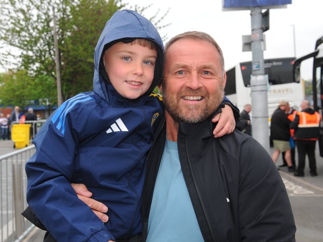 Danny Walsh and grandson Daley Walsh-Kershaw who won the Anton Stach Golden ticket and is to be a mascot at the game