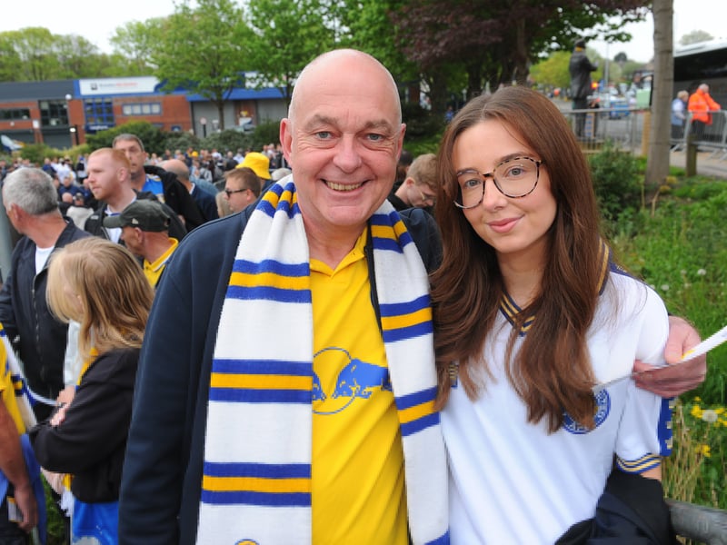 Martin and Ella Collinson leave Elland Road this morning. 