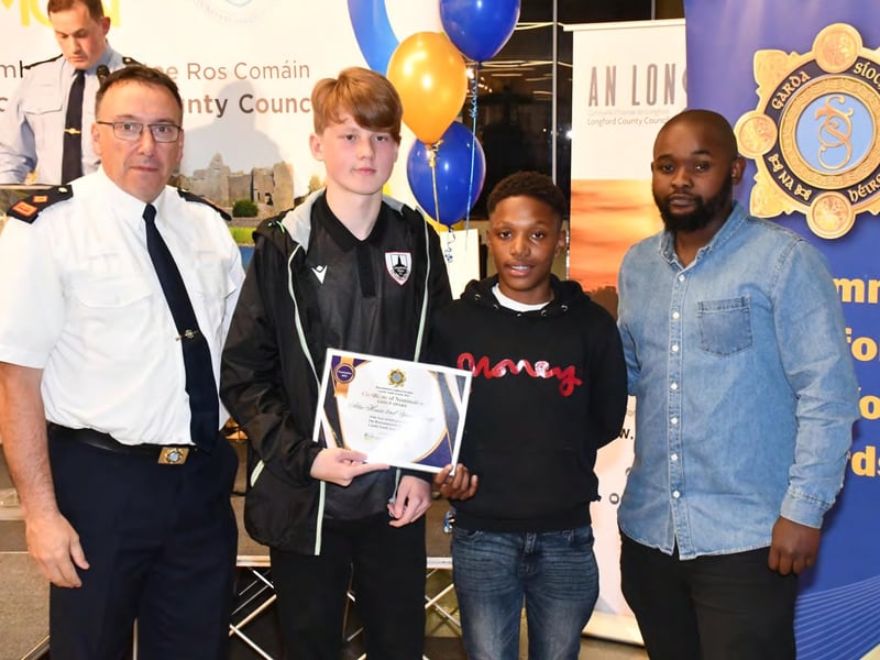 Caption: The Attic House Longford 2nd Year Group who were nominated for a Community Safety Award pictured with Superintendent Seamus Boyle