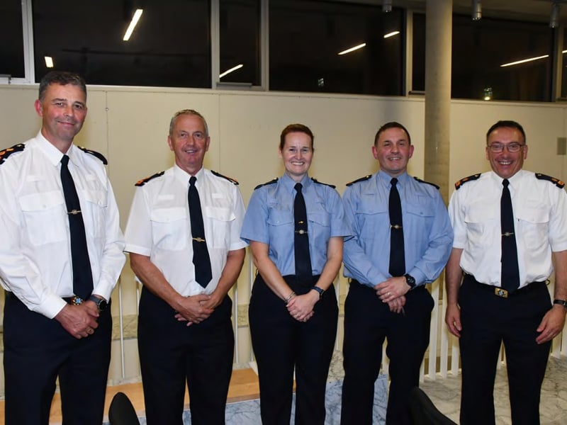 Caption: Chief Superintendent Ray McMahon – Divisional Officer for Roscommon & Longford; Superintendent Fran Nicholson – District Officer for Roscommon; Garda Tanya Duffy – Community Policing Unit, Boyle; Inspector David Cryan – Roscommon Garda Station and Superintendent Seamus Boyle – District Officer for Longford