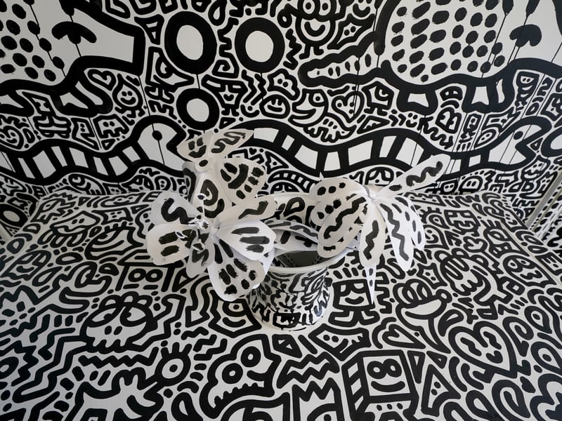 The monochrome design gives the property a unique look with a cartoonish feel.