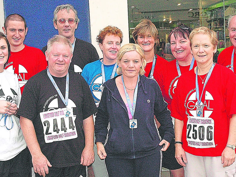 Running for GOAL were Lisa Hayes, John Joe Brennan, Vikki Kelly, Maureen Bracken, and back row, Donal Cunningham, Pat O'Brien, Carmel Browne, Ann O'Brien, Margaret Brennan and Tiernan Dolan