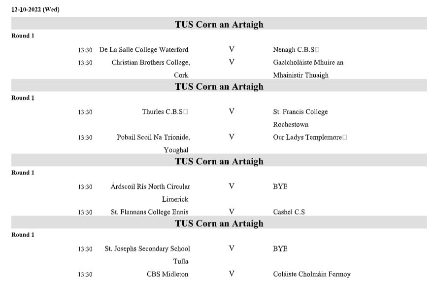 Harty Cup times and dates confirmed for this year's competition