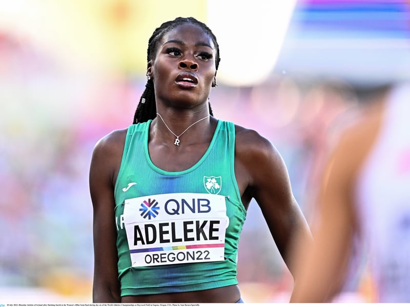 RHASIDAT ADELEKE Rhasidat Adeleke was named The Irish Times/Sport Ireland Sportswoman of the month for June following her superb form throughout the last few months which included adding a 100m national title to her ever growing list of achievements. The Irish sprinter won gold in the 200m at the 2018 European Athletics U18 Championships in Hungary and has since became double European U20 sprint champion (100m & 200m) at the 2021 European Athletics Championships in Estonia. Since January, Adeleke has broken indoor records in the Irish indoor 300m, 200m and 60m to put her name in the history books. She has also broken outdoor records as of late - beating the national 200m record in April and the national 400m record in May. The 19-year-old recently represented Ireland in July's World Athletics Championships in Oregon, USA.