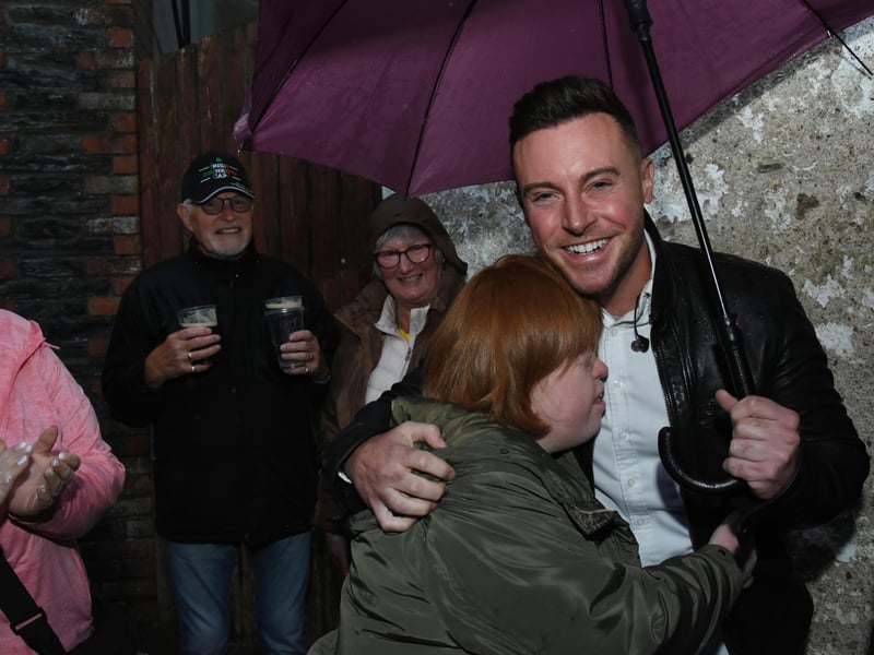 A hug for Nathan Carter from Marie Doherty