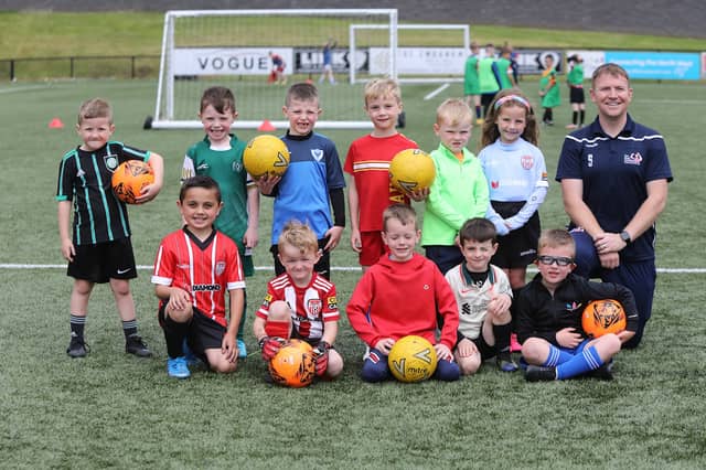 Ryan McBride Foundation coach Martin Doherty with the 6-7 years group. (Photos - Tom Heaney, nwpresspics)