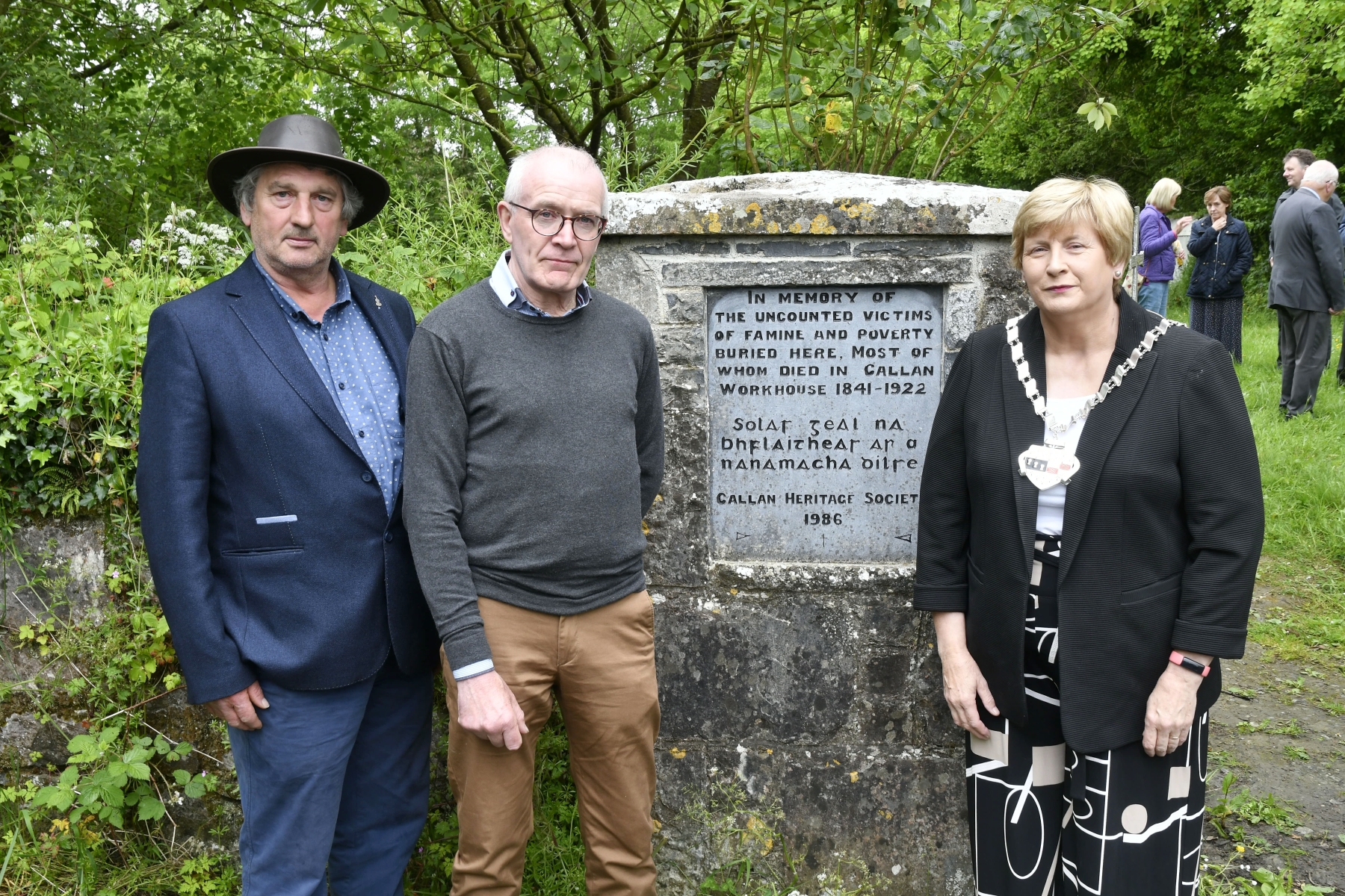 It’s hugely important that we look after the resting places of the people that went before us.This was the poignant message from County Council chairperson Cllr Fidelis Doherty as she visited sites in the Callan area, last weekend. (Scroll down to read more and click 'NEXT' to see more photographs) Cllr Doherty first visited Cherryfield Famine Graveyard, just outside Callan, and later the ruins of Coolaghmore Church and its graveyard.Praising the work that has been done by the community in both places, Doherty said it is nice to remember the people who travelled the fields and these roads that we now travel. Cherryfield Famine Graveyard is thought to be the last resting place of up to 5,000 people, local historian Joe Kennedy said. It is thought that during the Famine, bodies were brought not only from Callan Workhouse but from as far away as the workhouse in Carrick on Suir. There are no grave markers and until 30-40 years ago it had been overgrown and cars couldn’t even drive up the lane to the site. When the Callan Heritage Society was founded in the 1980s they made it an objective to do something about Cherryfield. Today it is well kept, thanks to James Bailey, and a memorial has been erected there to communities across the world who have also suffered from famine. The lane was resurfaced by Kilkenny County Council last year thanks to the financial assistance of farmers along the lane - David and Helen Cahill, John and Shane O’Keeffe, John and Siobhán Power, Ger O’Brien and Paddy Condon.Great credit also to engineers Declan Murphy and Frank Stafford and all the county council crew. Sherry FitzGerald McCreery in Kilkenny prepare for 100k in 30 Days Over the years, Callan Heritage Society have written about the site’s importance, ensuring it is remembered.Kilkenny County Council are now in the process of taking ownership of the cemetery.On Sunday, a short prayer was led by Br. Christy Carroll and a musical lament was played on harmonica by John Lyons, at both sites. The local community then